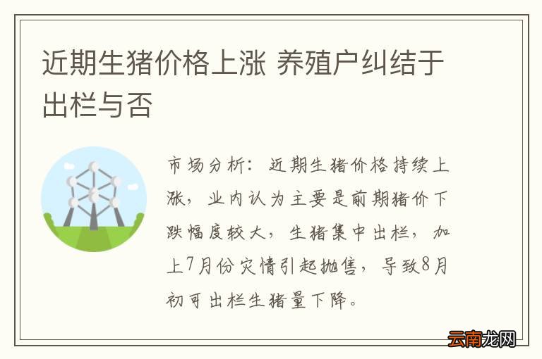 近期生猪价格上涨 养殖户纠结于出栏与否