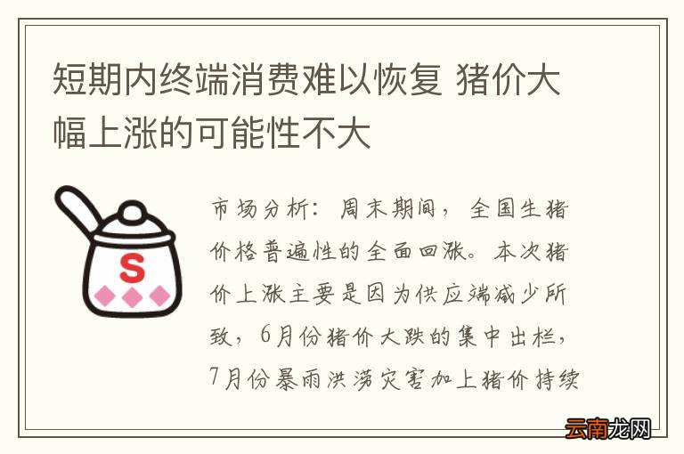 短期内终端消费难以恢复 猪价大幅上涨的可能性不大