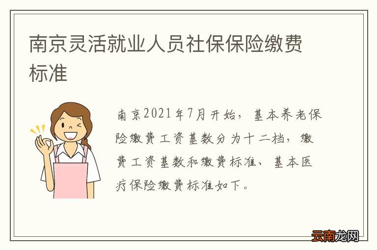 南京灵活就业人员社保保险缴费标准