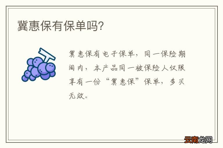 冀惠保有保单吗？