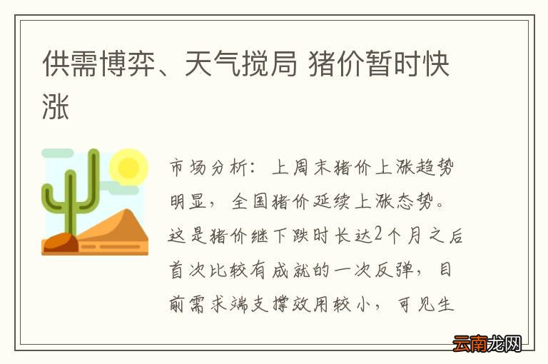 供需博弈、天气搅局 猪价暂时快涨