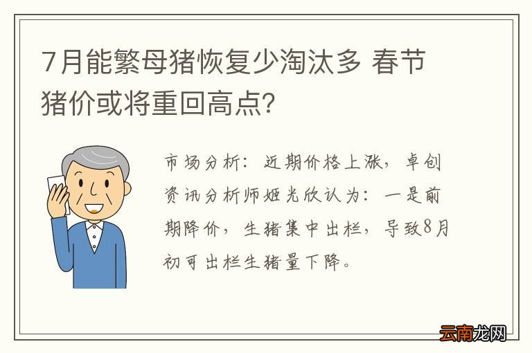 7月能繁母猪恢复少淘汰多 春节猪价或将重回高点？
