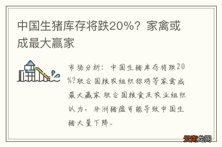 中国生猪库存将跌20％？家禽或成最大赢家