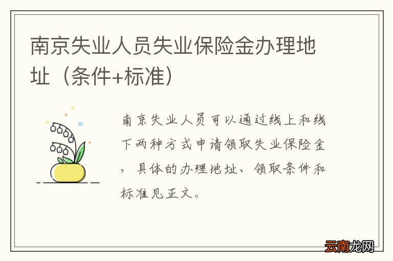 条件+标准 南京失业人员失业保险金办理地址