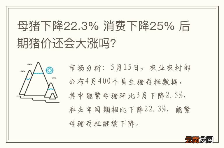 母猪下降22.3% 消费下降25% 后期猪价还会大涨吗？