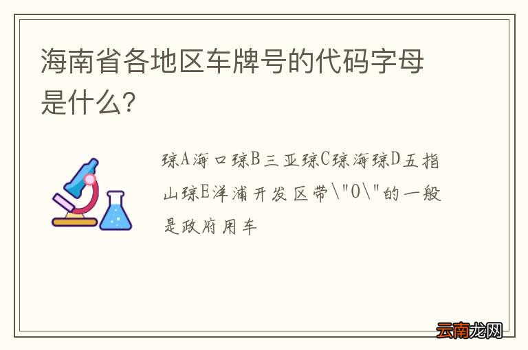 海南省各地区车牌号的代码字母是什么？