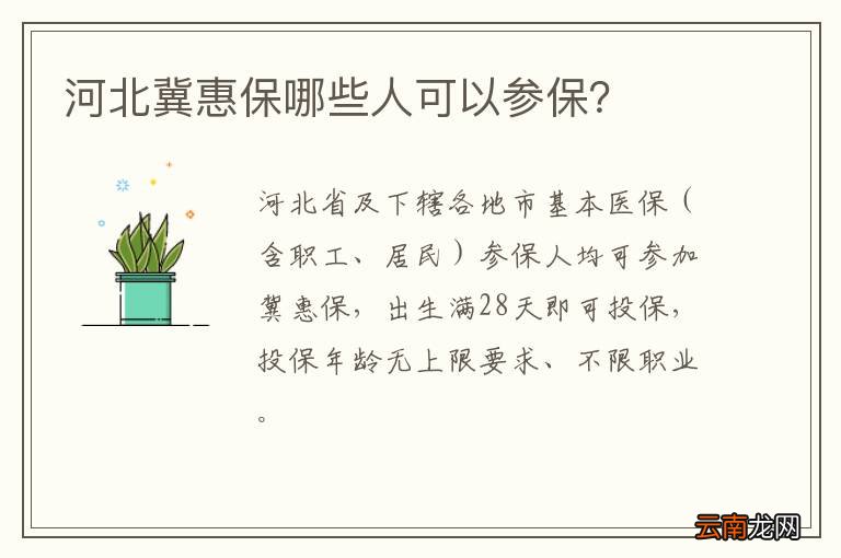 河北冀惠保哪些人可以参保？