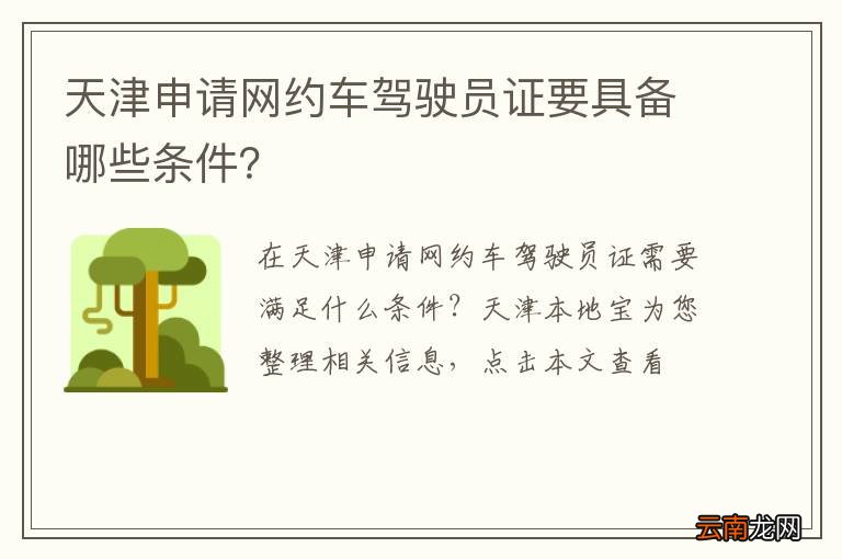 天津申请网约车驾驶员证要具备哪些条件？