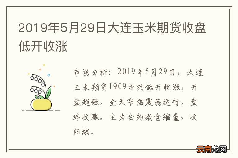 2019年5月29日大连玉米期货收盘低开收涨