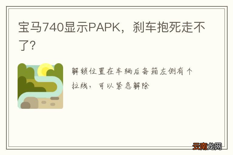 宝马740显示PAPK，刹车抱死走不了？