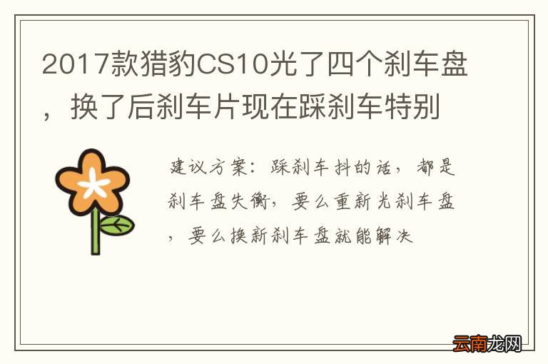 2017款猎豹CS10光了四个刹车盘，换了后刹车片现在踩刹车特别抖是怎么回事？