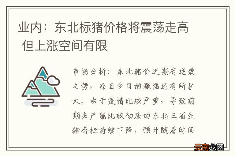 业内：东北标猪价格将震荡走高 但上涨空间有限
