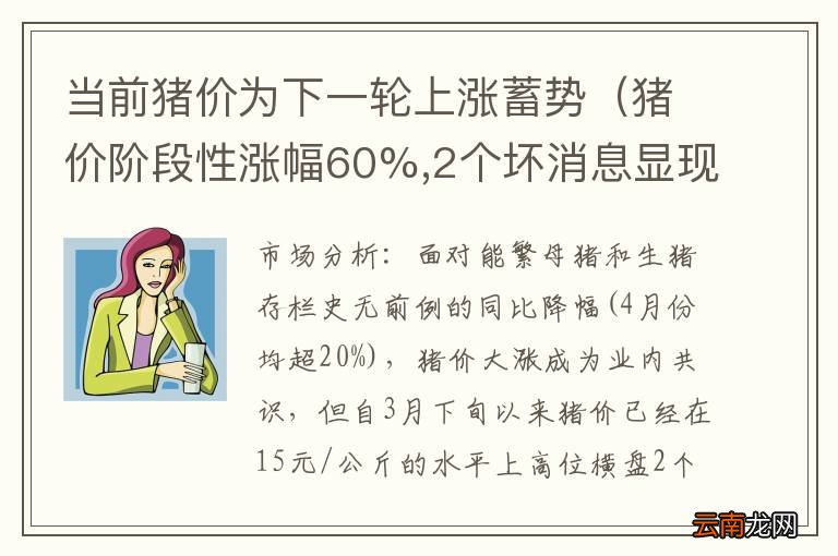 猪价阶段性涨幅60%,2个坏消息显现,猪价或将冲高下跌 当前猪价为下一轮上涨蓄势