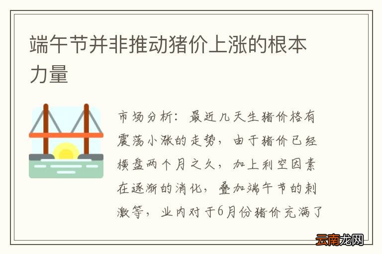 端午节并非推动猪价上涨的根本力量