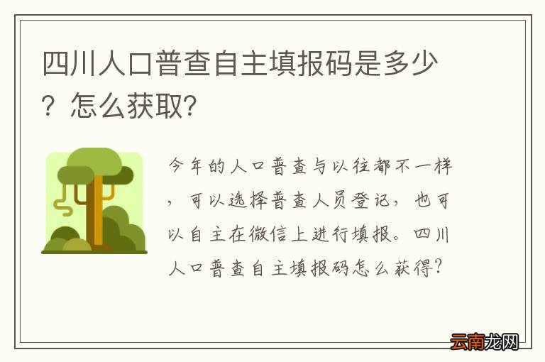 四川人口普查自主填报码是多少？怎么获取？
