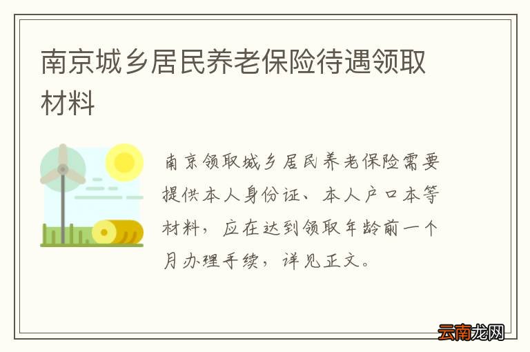 南京城乡居民养老保险待遇领取材料
