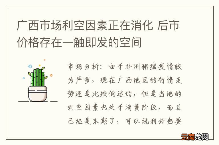 广西市场利空因素正在消化 后市价格存在一触即发的空间
