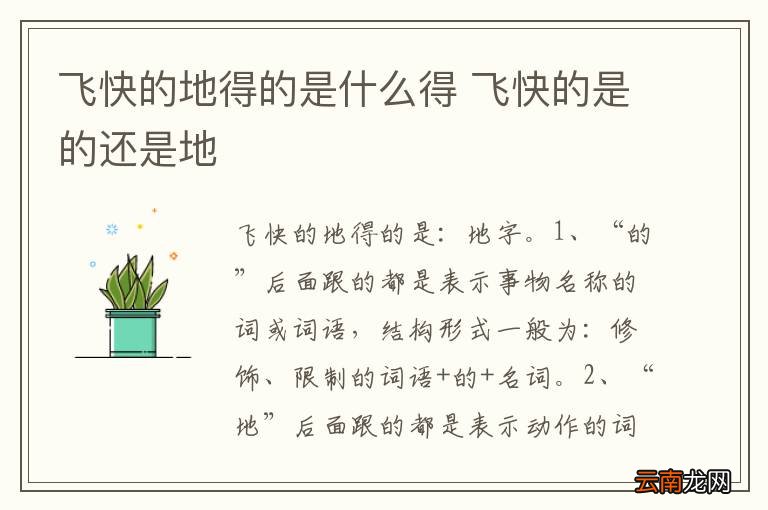 飞快的地得的是什么得 飞快的是的还是地