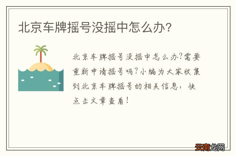 北京车牌摇号没摇中怎么办?