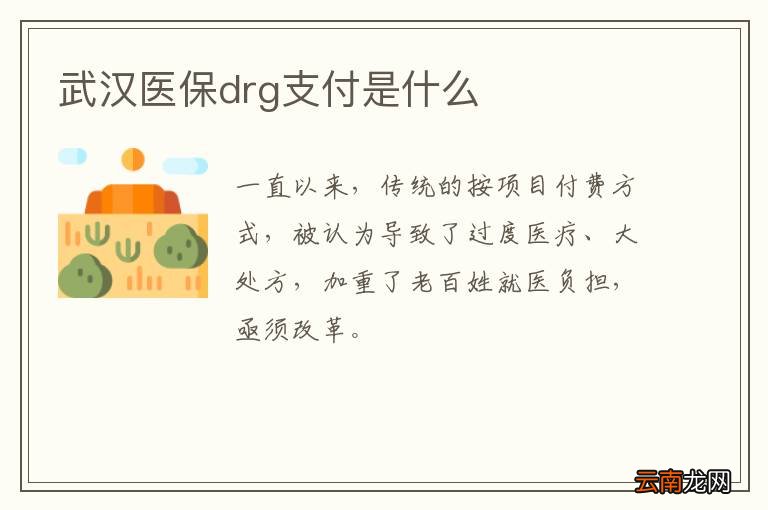 武汉医保drg支付是什么