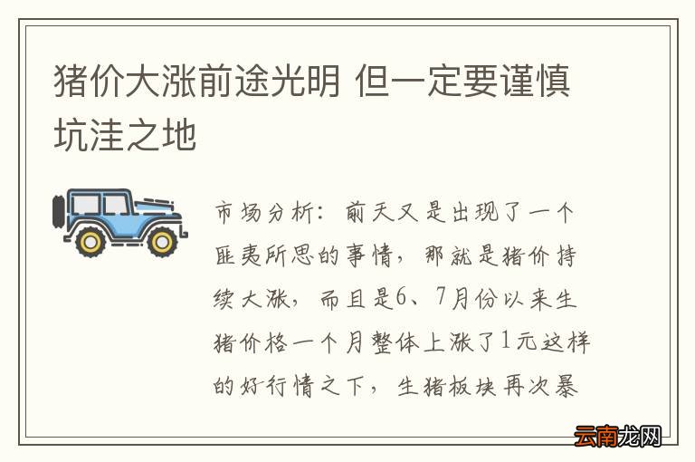 猪价大涨前途光明 但一定要谨慎坑洼之地