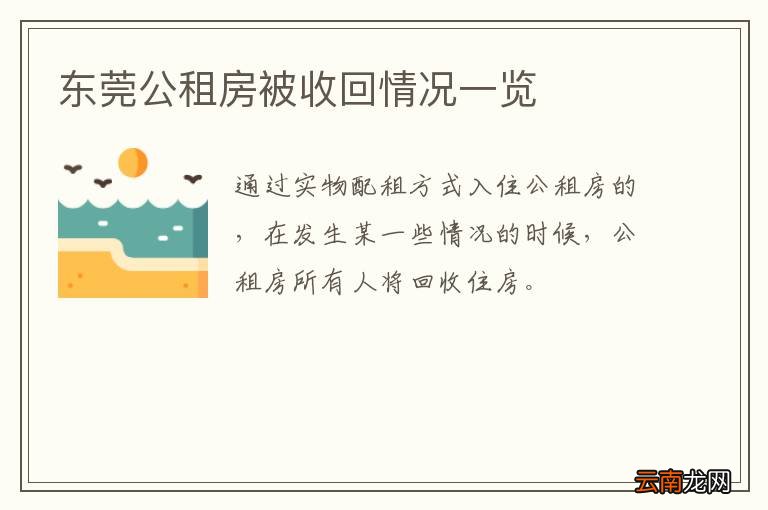 东莞公租房被收回情况一览