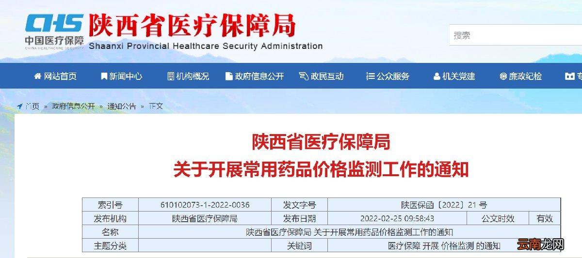 2022陕西医保局开展药品价格监测结果通知