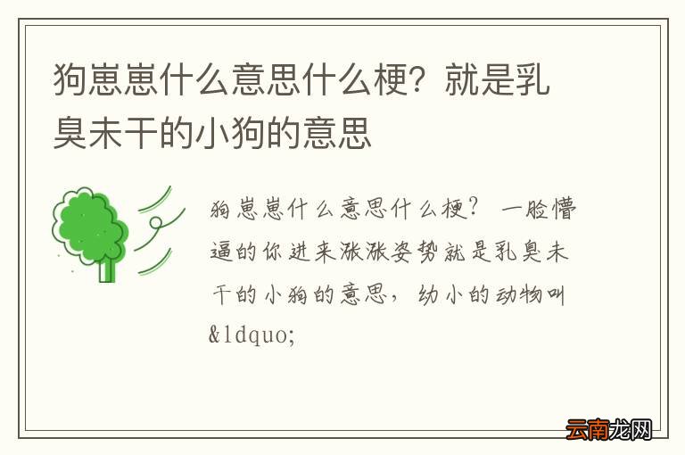 狗崽崽什么意思什么梗？就是乳臭未干的小狗的意思