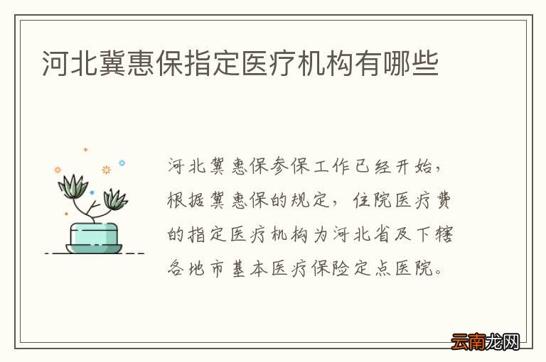河北冀惠保指定医疗机构有哪些