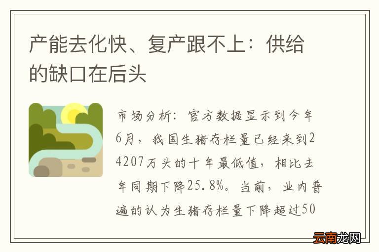 产能去化快、复产跟不上：供给的缺口在后头