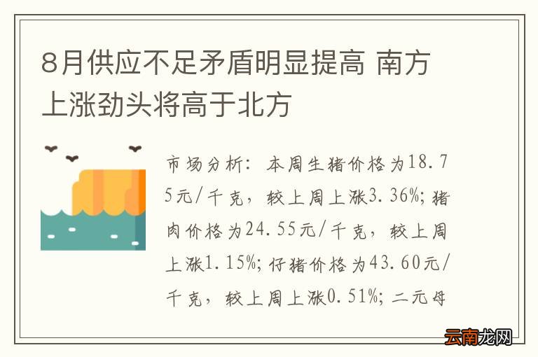 8月供应不足矛盾明显提高 南方上涨劲头将高于北方