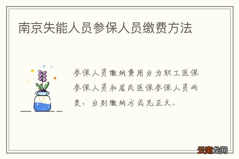 南京失能人员参保人员缴费方法