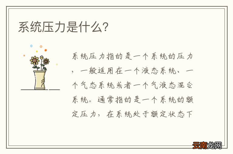 系统压力是什么？