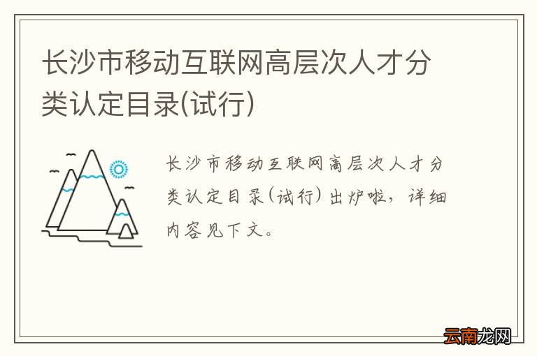 试行 长沙市移动互联网高层次人才分类认定目录