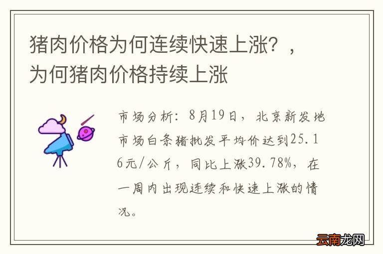 猪肉价格为何连续快速上涨？，为何猪肉价格持续上涨