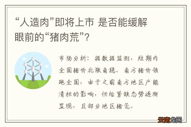 “人造肉”即将上市 是否能缓解眼前的“猪肉荒”？