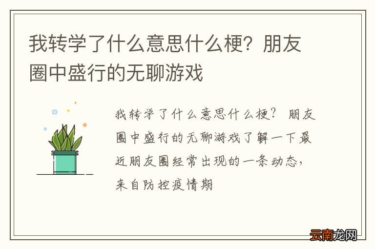 我转学了什么意思什么梗？朋友圈中盛行的无聊游戏