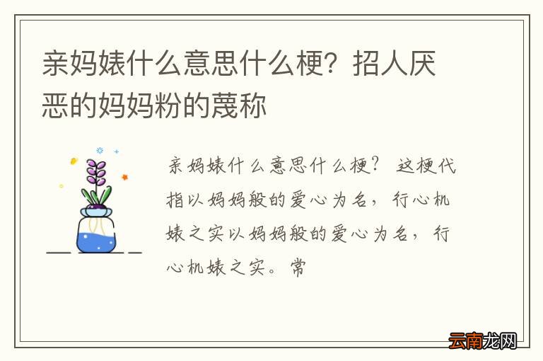 亲妈婊什么意思什么梗？招人厌恶的妈妈粉的蔑称