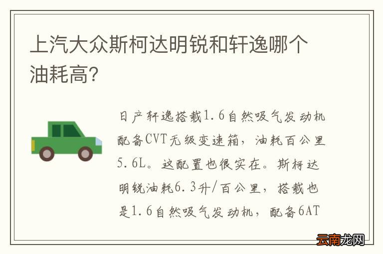 上汽大众斯柯达明锐和轩逸哪个油耗高？