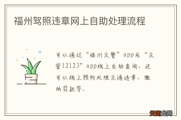 福州驾照违章网上自助处理流程