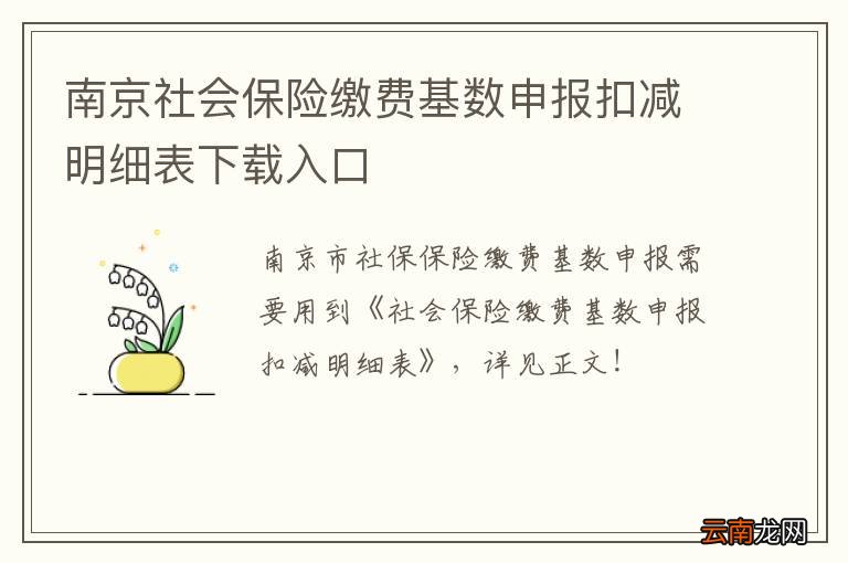 南京社会保险缴费基数申报扣减明细表下载入口