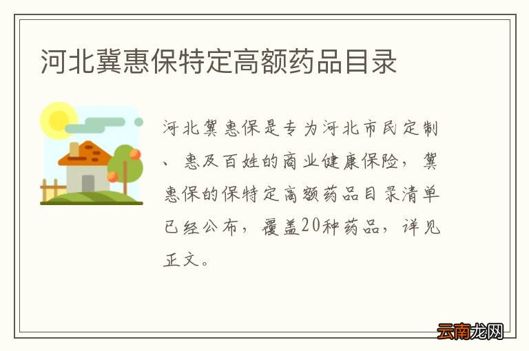 河北冀惠保特定高额药品目录