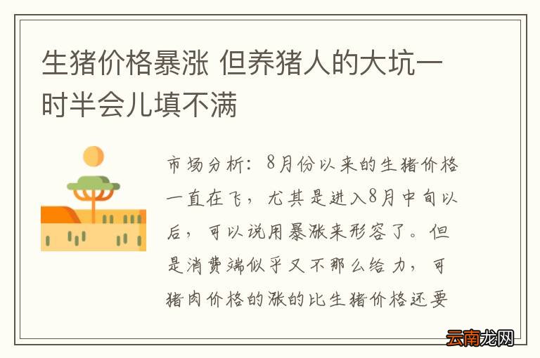 生猪价格暴涨 但养猪人的大坑一时半会儿填不满