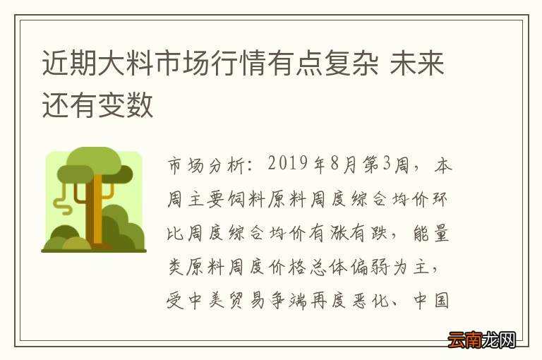 近期大料市场行情有点复杂 未来还有变数