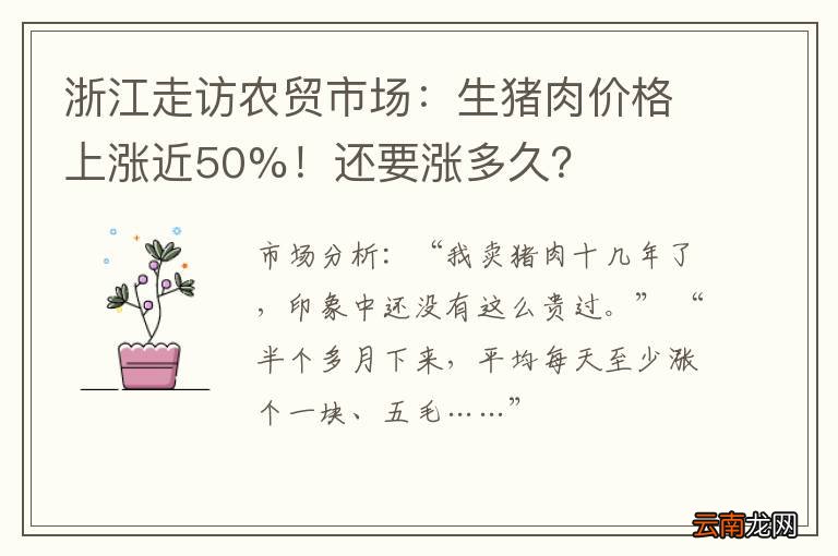 浙江走访农贸市场：生猪肉价格上涨近50%！还要涨多久？