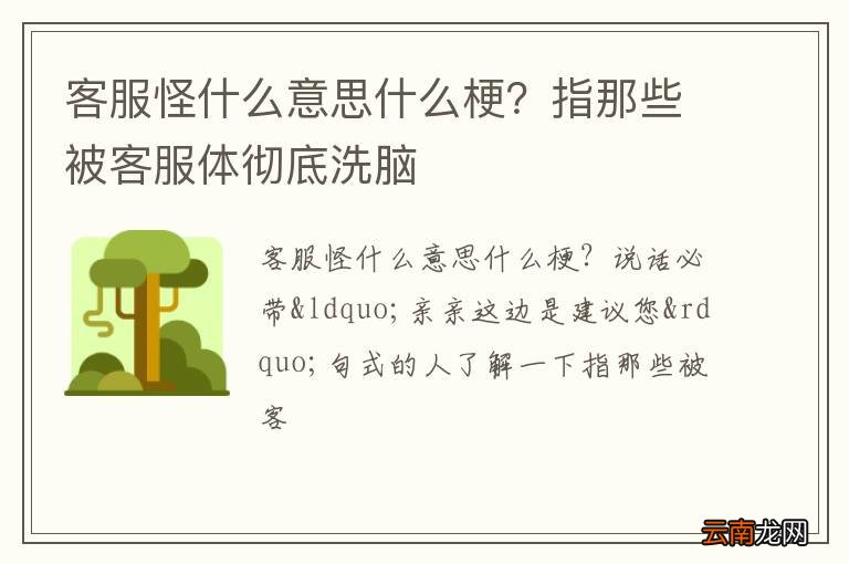客服怪什么意思什么梗？指那些被客服体彻底洗脑