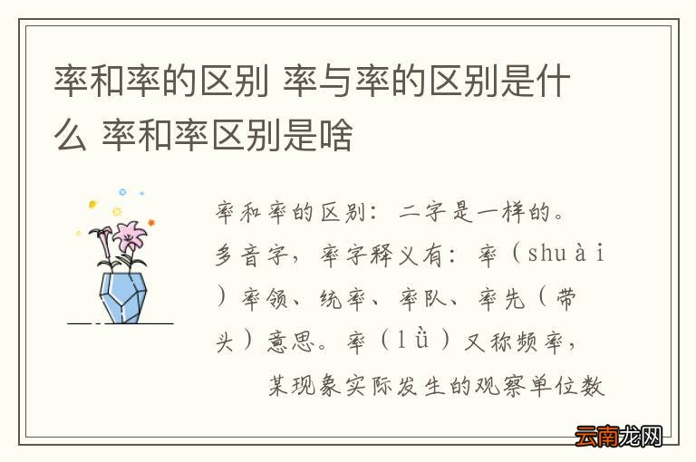 率和率的区别 率与率的区别是什么 率和率区别是啥