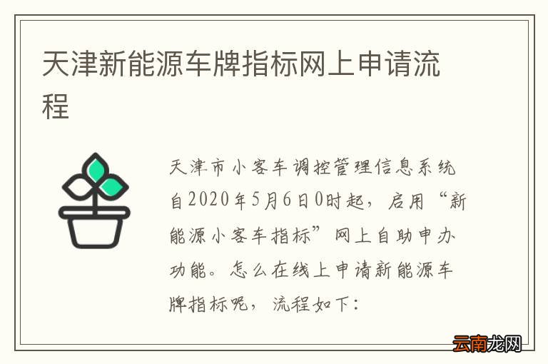 天津新能源车牌指标网上申请流程