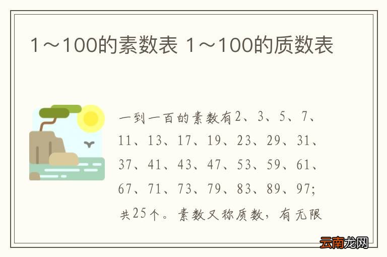 1~100的素数表 1~100的质数表