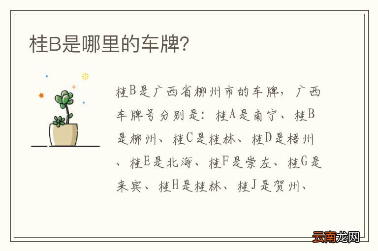 桂B是哪里的车牌？